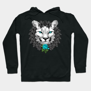 Mountain Lion Blue Rose Wreath Hoodie